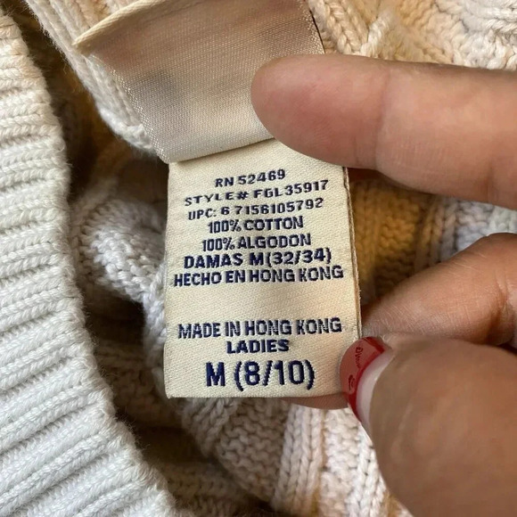 VTG Y2K Faded Glory Original Cotton Sweater Chunky Cable Knit 3/4 Sleeve Women M - Picture 5 of 8